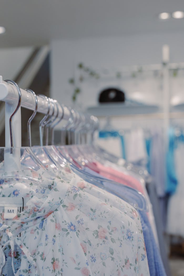 gallery-6 Chic floral clothing collection showcased in a stylish boutique setting.